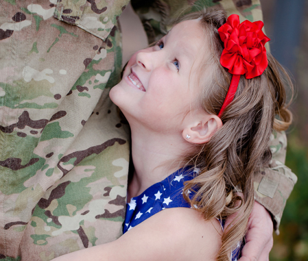 Soldier's Daughter Hugging Hugging his Father||||