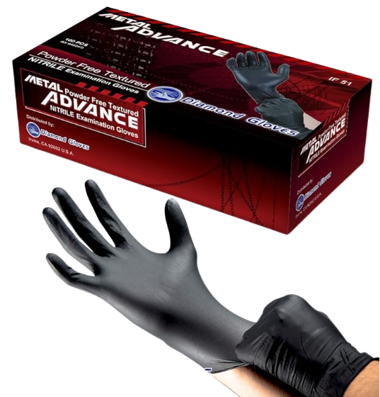 NITRILE GLOVE
METAL ADVANCE 
BLACK GLOVES
AVAILABLE:  S, M, L, XL
10 CS
