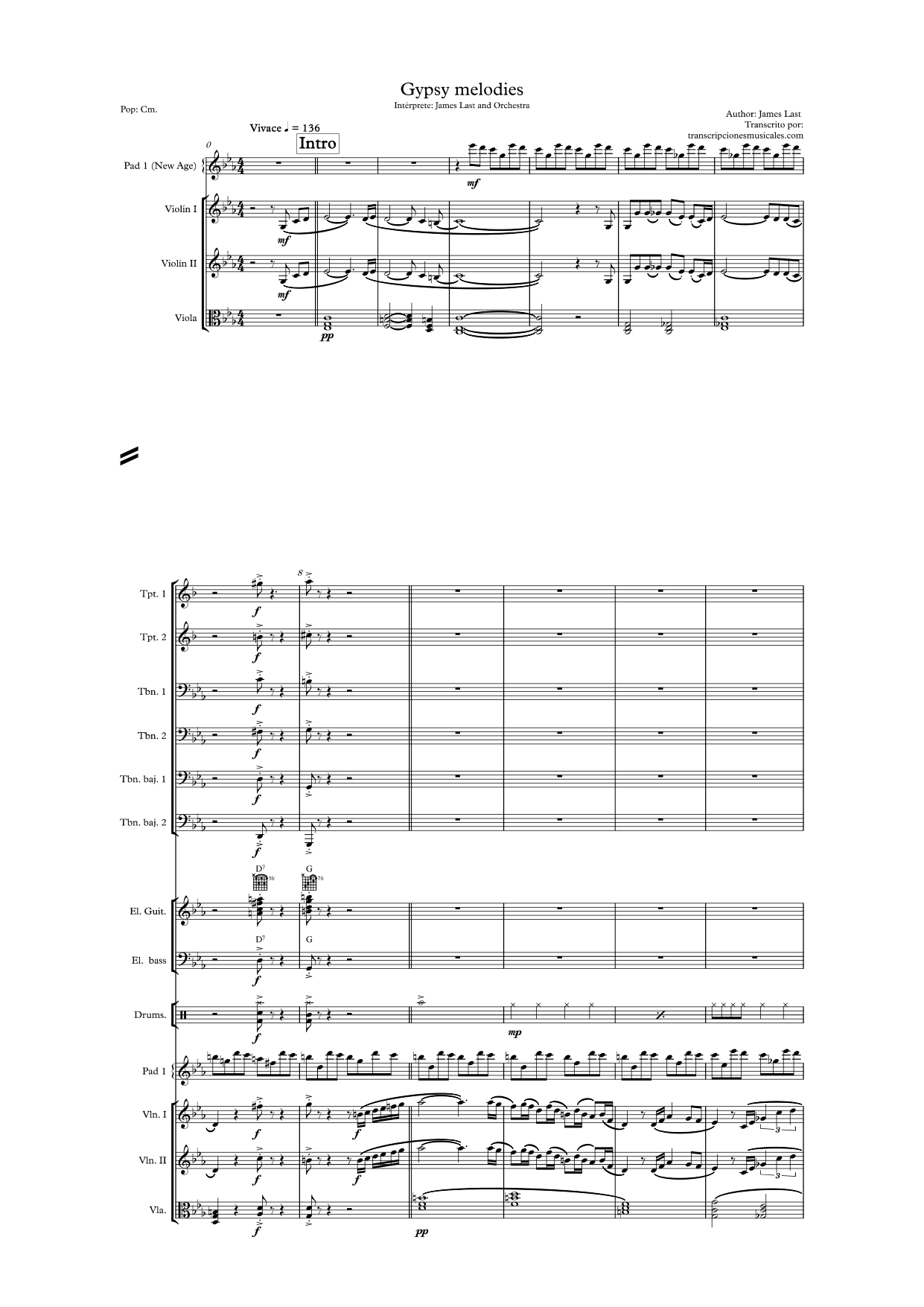 Gypsy melodies - score sheet 1