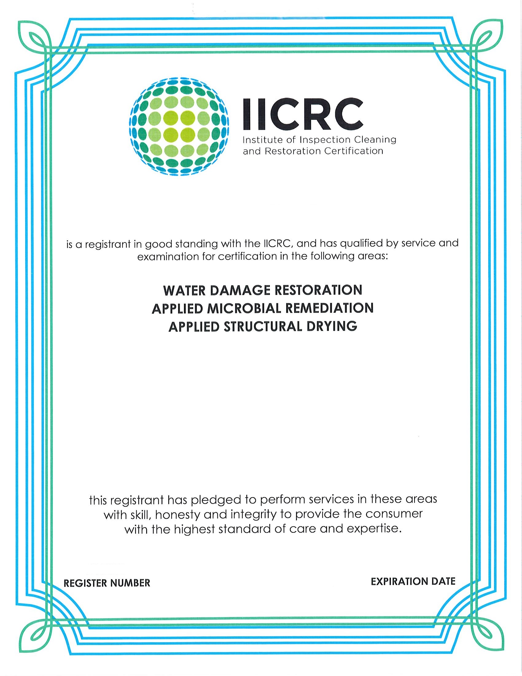 IICRC Certificate 2