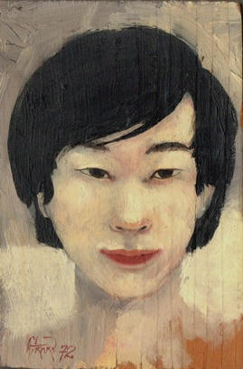 Reggie. Oil on wood. Approx. 2" x 4".