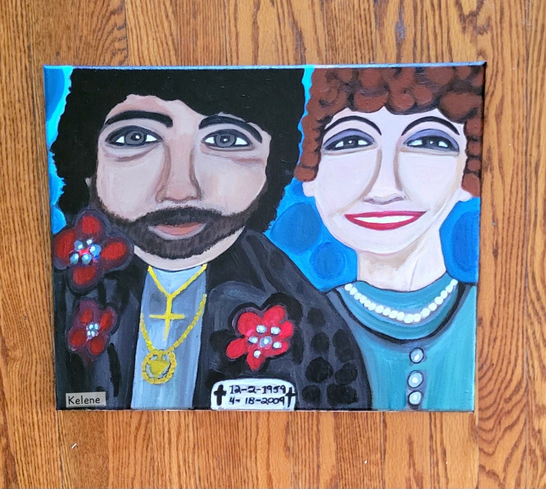 Title Mother and Son. Tribute painting commissioned Acrylic on canvas Kelene 2024 NFS