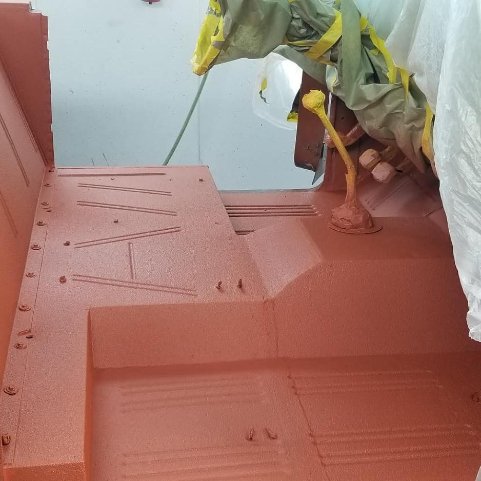 Bend liner coating to match exterior paint