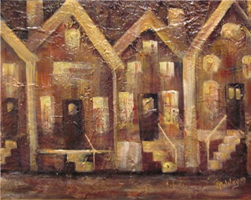 Neighbors, Mixed Media, 16x20, Framed