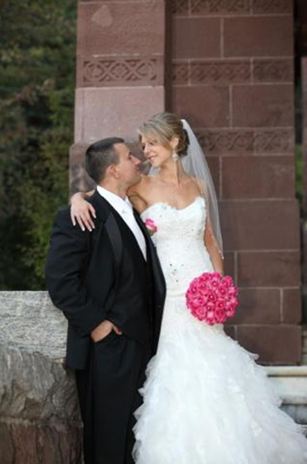 Bride and groom looking into each others eyes Bride and groom looking into each others eyes