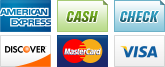 We accept American Express, Cash, Checks, Discover, MasterCard and Visa.||||