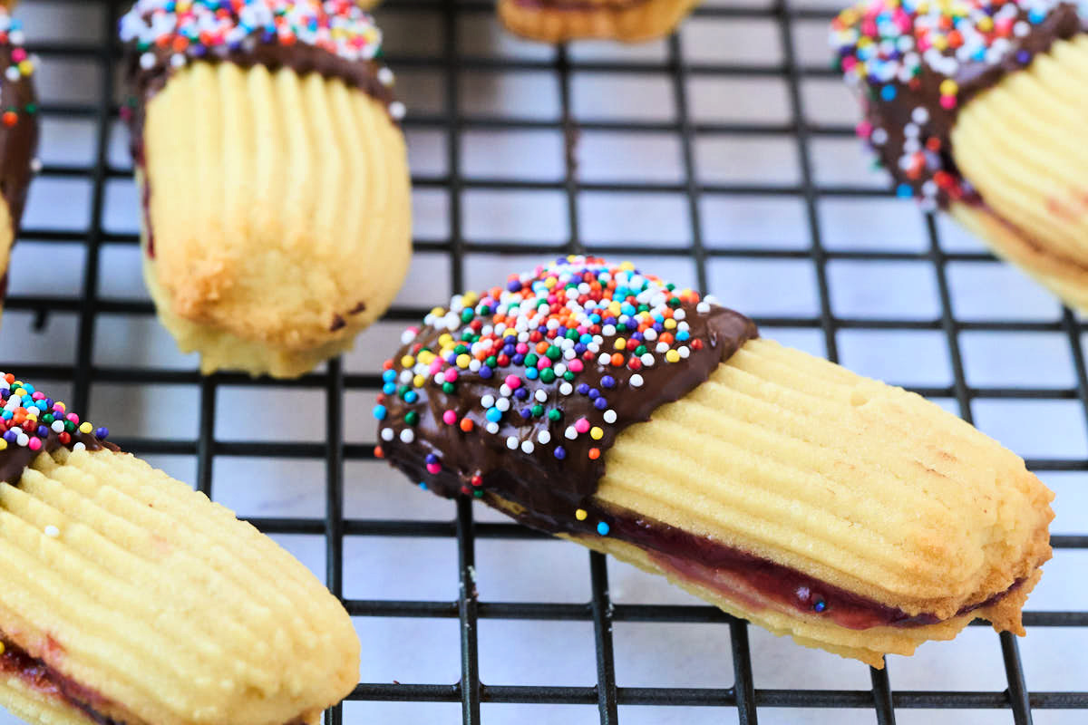 Chocolate dipped Jelly Cookies