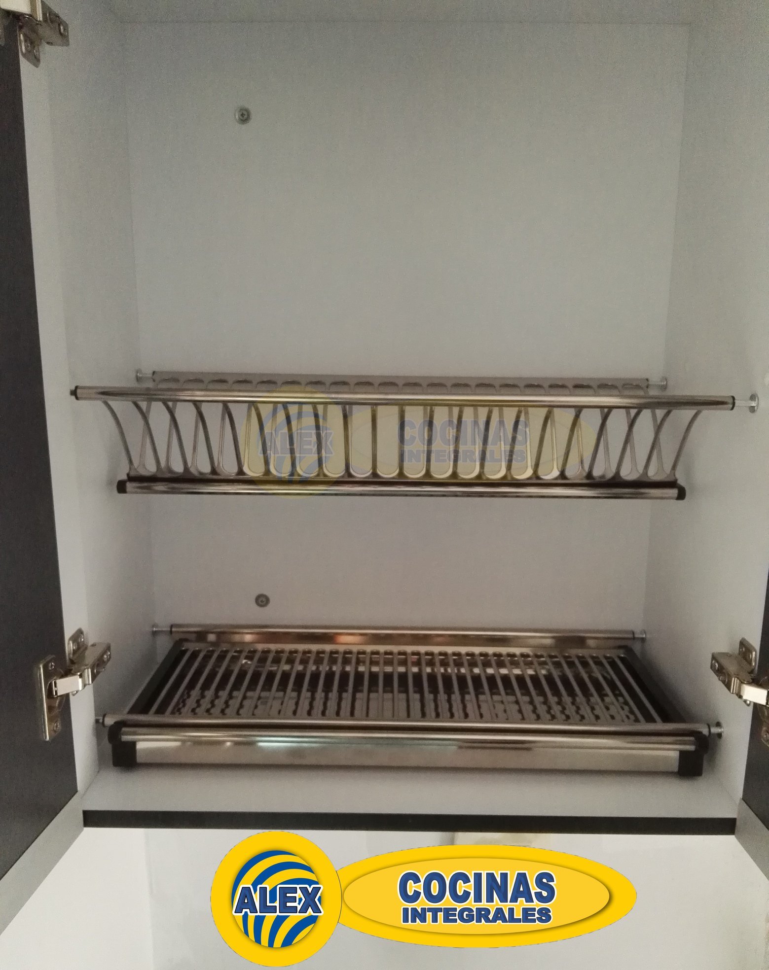 Locero y portavasos en acero inoxidable