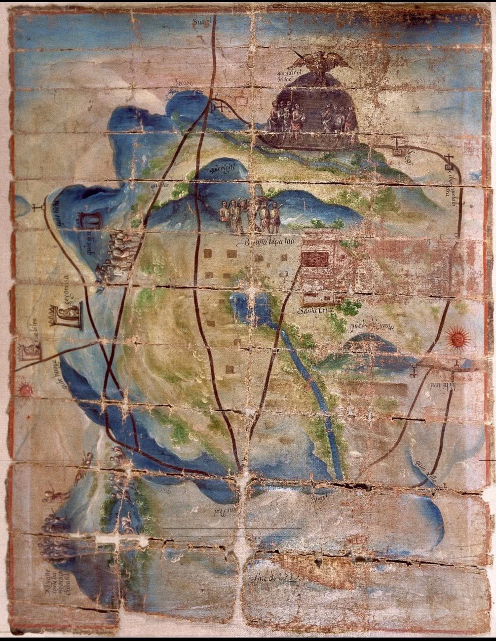 🎨Pintura 2 de Papalutla. Las tierras de los nobles. Fechado 1715.