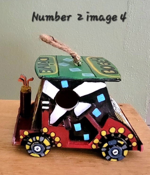 NUMBER 2 IMAGE 1 THROUGH 5, 2 BIRD CAGES. The cost of the spaceship is $42.00. The Golf cart 
is $48.00