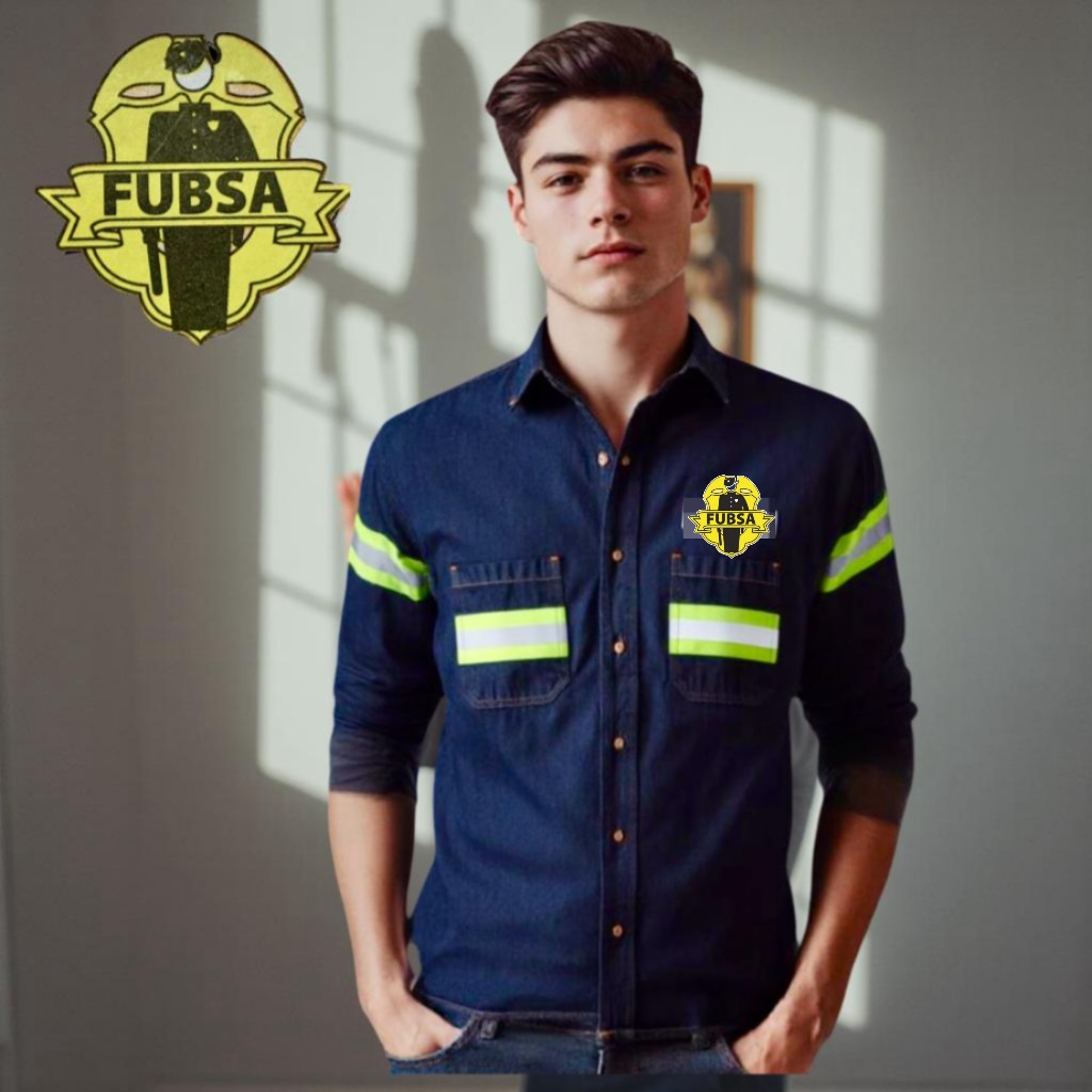 CAMISOLA MEZCLILLA, CINTA REFLEJANTE BICOLOR FRENTE, MANGAS Y ESPALDA