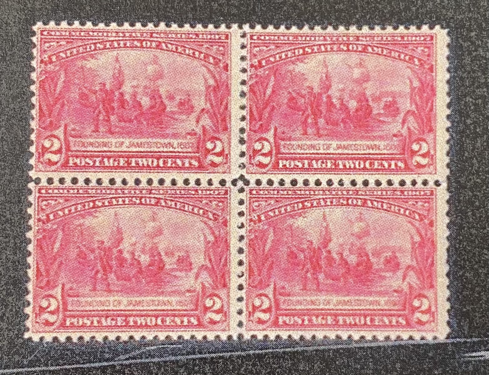 1907 Jamestown Block of 4,2 cent
