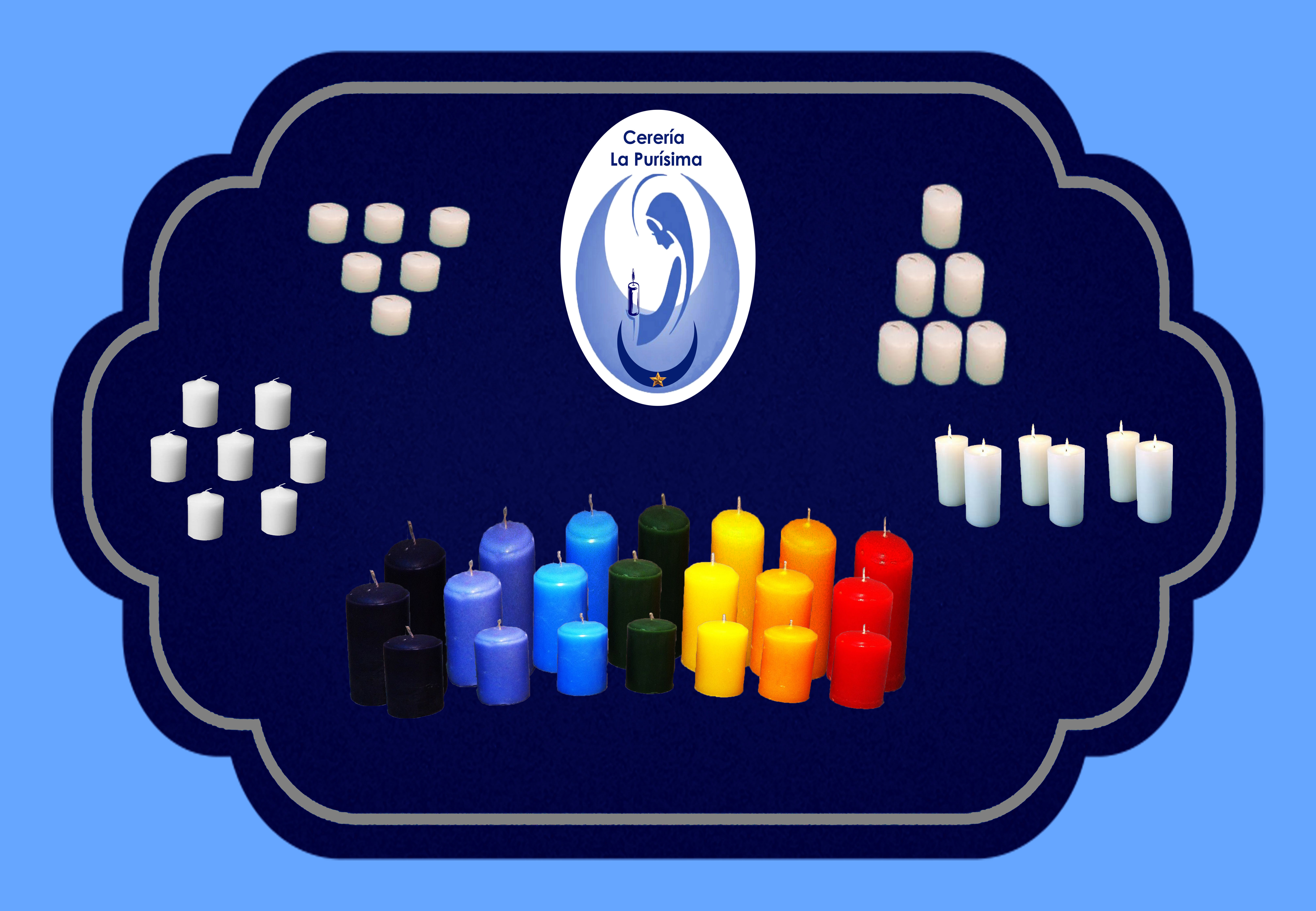 Cirios blancos y de colores