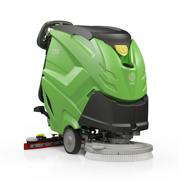 Hidrolimpiadora industrial verde con ruedas, vista lateral, diseño moderno y compacto.