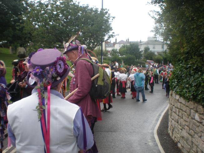 Looking down at the start of the parade