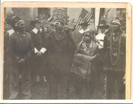Standing front row left to right - Oakes Coombs, Clarence Wixon, Sr., unknown, Ambrose Pells - Wampanaog 1933.