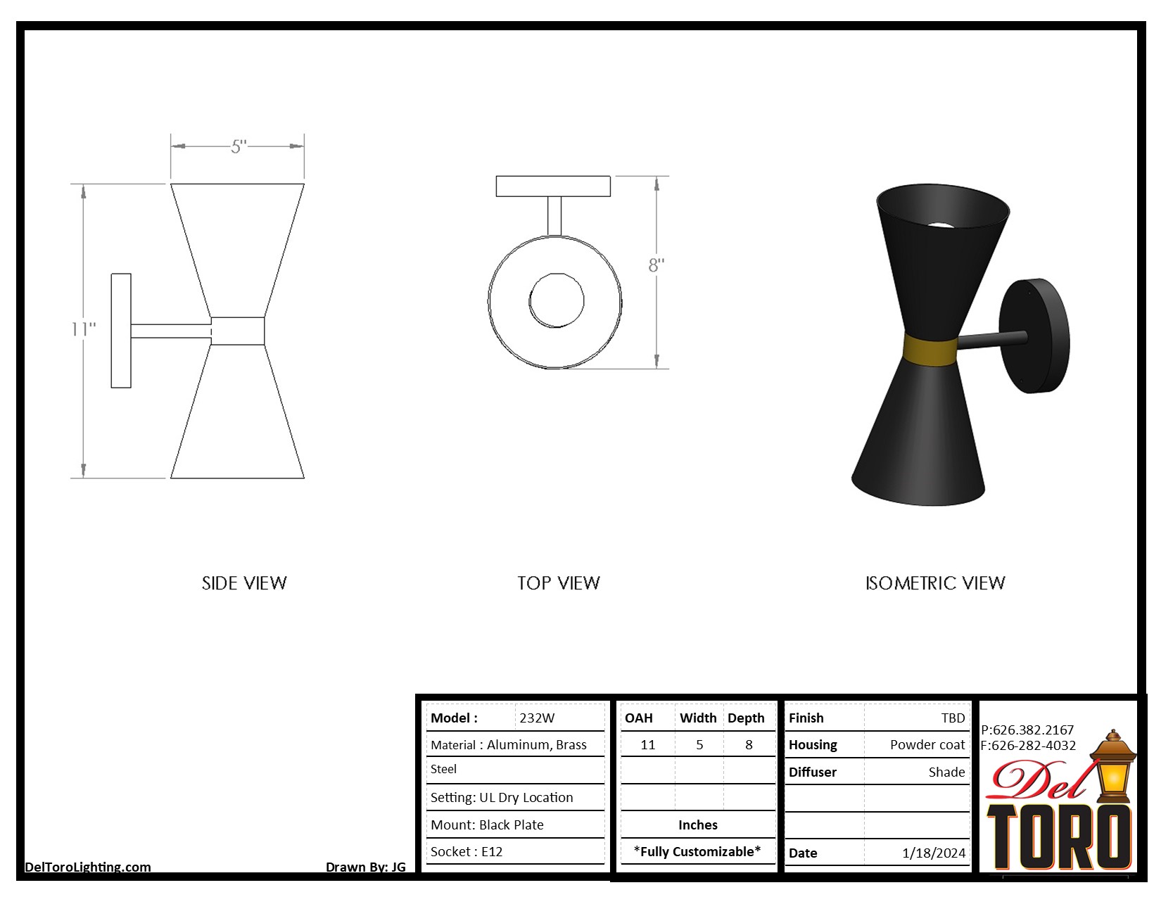 232W-Double Sconce Wall Mount