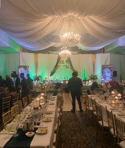 Projector setup at a wedding