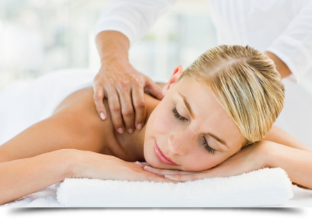 Young woman receiving shoulder massage||||