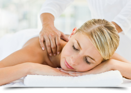 Young woman receiving shoulder massage||||