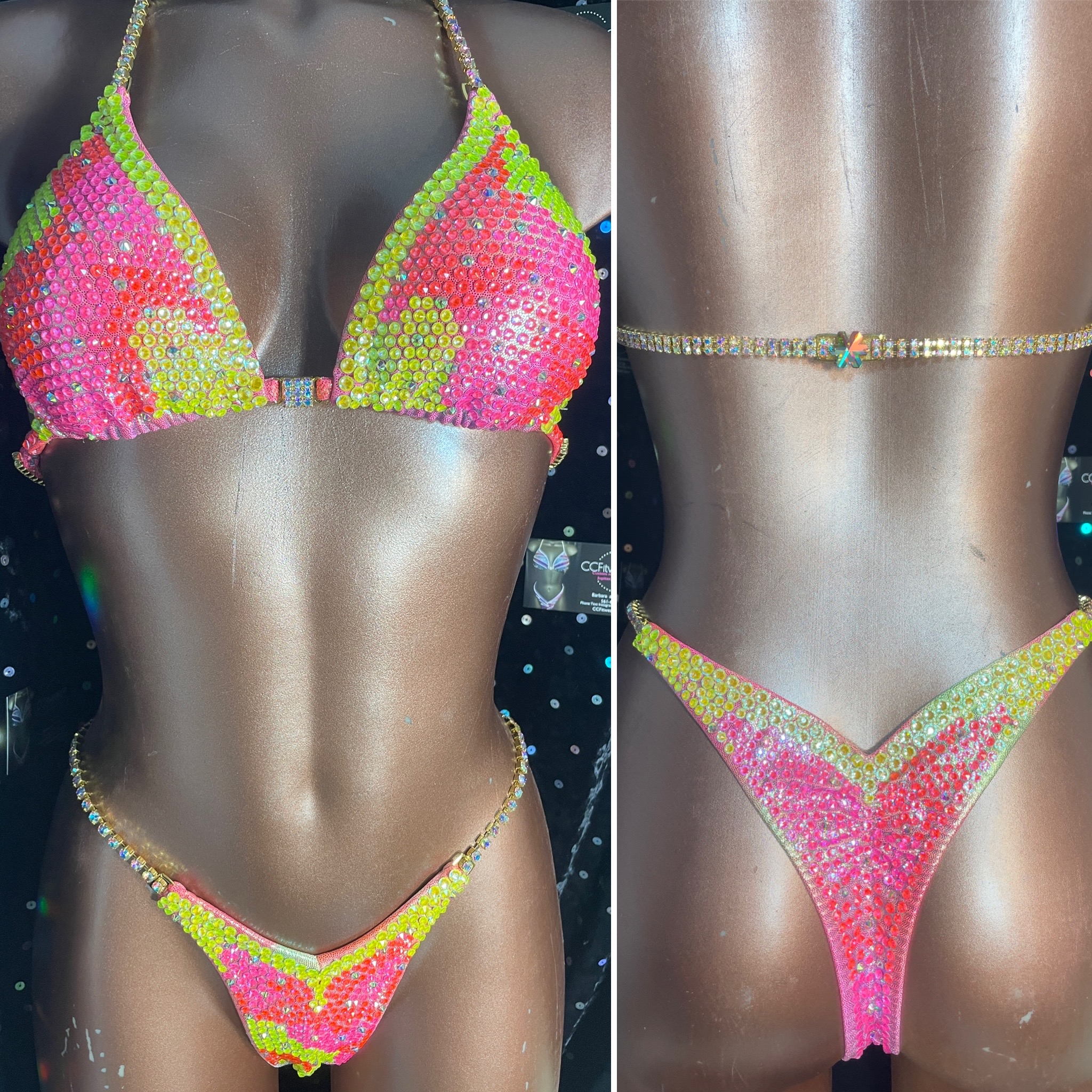 $750  Wellness suit 
close Austrian stones
Tie dye frost 
simple gold connectors 