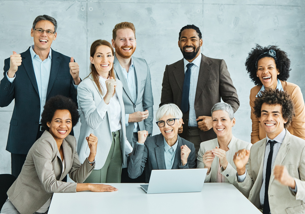 Business people smiling at the camera Business people smiling at the camera