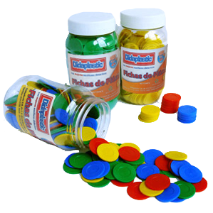 Fichas de Plástico con 125 Piezas
Precio$94.00 con iva
Fichas de Plástico con 250 Piezas
Precio$134.00 con iva
Preparar actividades lúdicas de conteo, agrupamiento y desagrupamiento; de completar, comparar y clasificar colecciones; de reconocer patrones en seriaciones; de asignación de valores para representar cantidades; aplicar estrategias de cálculo mental con operaciones básicas. Fichas de Plástico con 500 Piezas
Precio$230.00 con iva