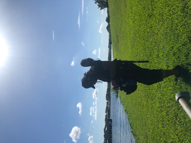 In the field.