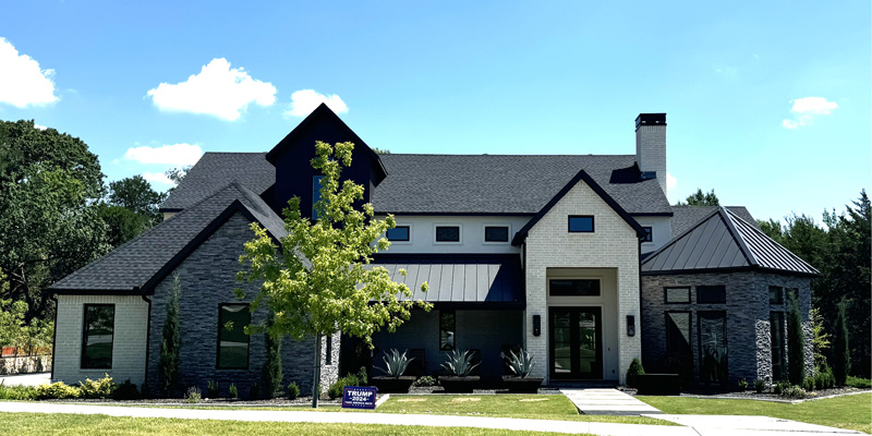 A stone and brick home