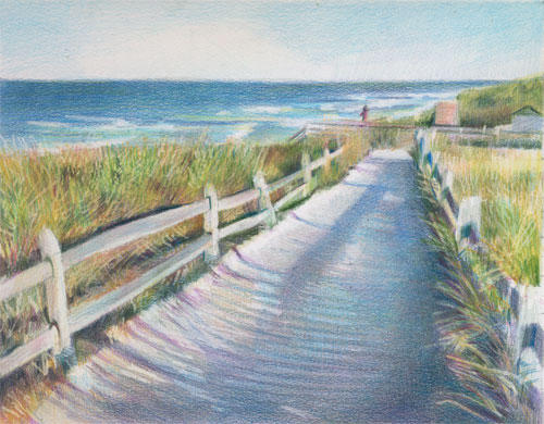 The Path to Nauset Beach (Coloured Pencil 8"x10")