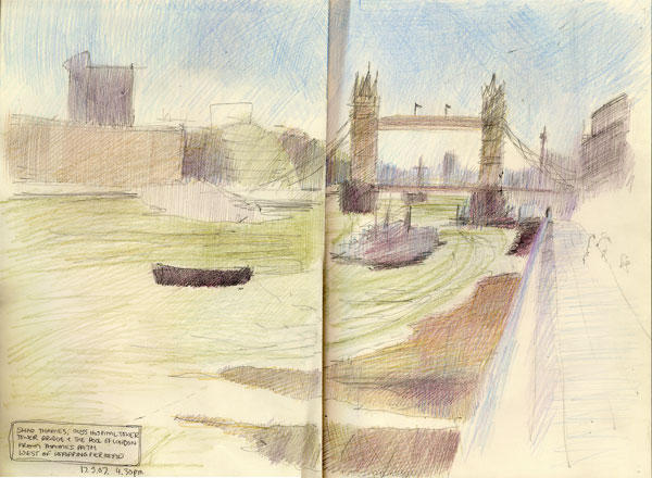 Looking west - Tower Bridge from Wapping