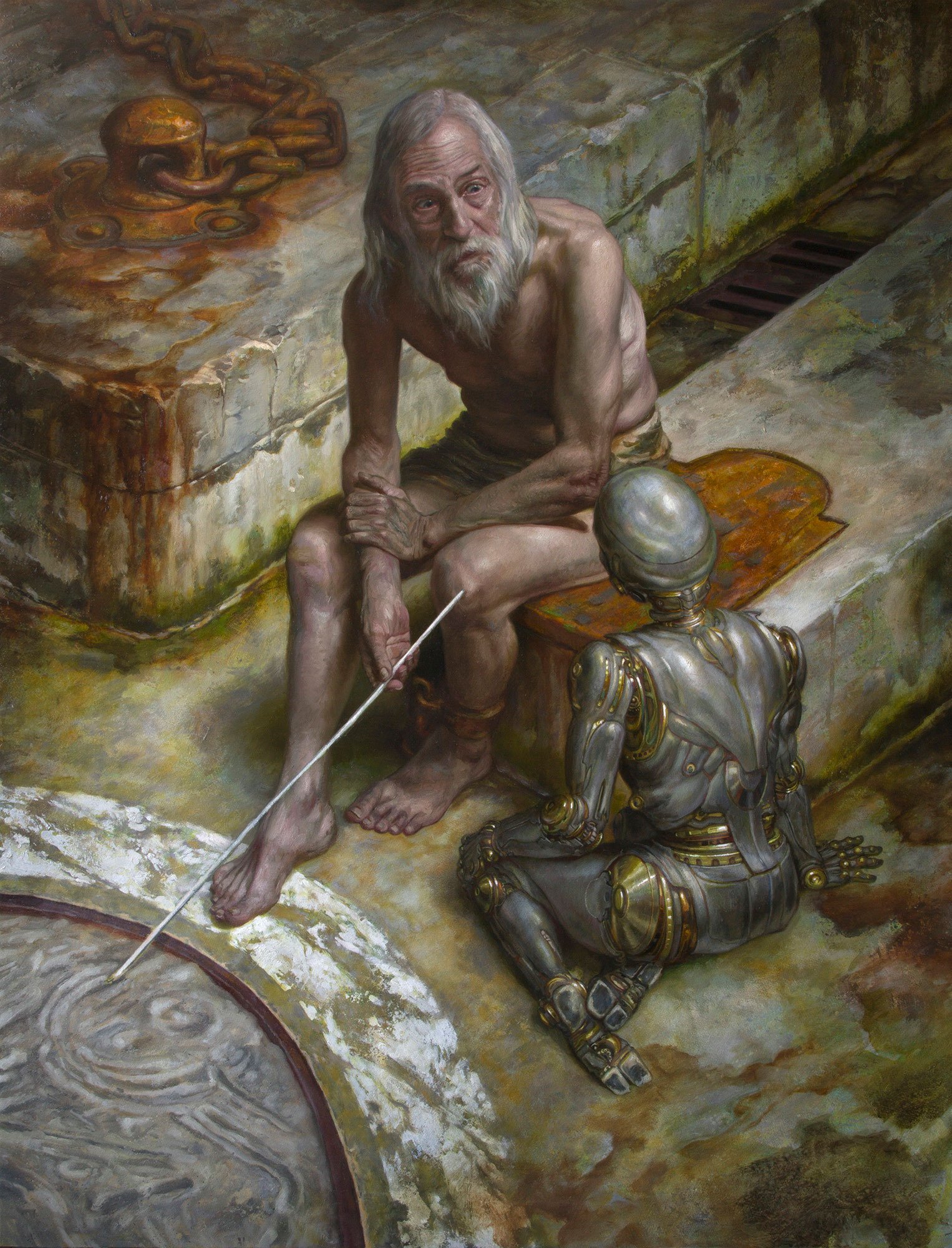 Prometheus, A.I.
42&quot; x 32&quot; Oil on Panel 2015

