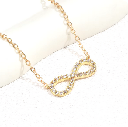 Fashion Simple Stainless Steel Infinity Pendant Necklace for Women Classic Lucky Zircon Love You Forever Jewelry Birthday Gift
