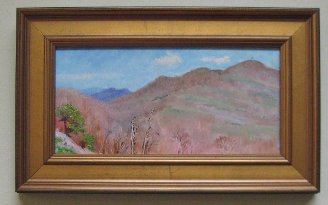 Far Away Tower, Blue Ridge Pkwy, 4 x 8 Oil on Panel