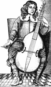 Etching of musician playing a few notes on a cello