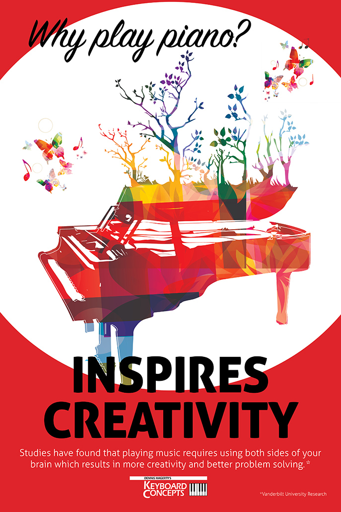 In-Store poster campaign highlighting the benefits of playing piano for Keyboard Concepts