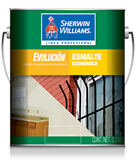 SHERWIN WILLIAMS EVOLUCIÓN Esmalte fue creado pensando en la necesidad obtener excelentes acabados brillantes al menor costo, brindando siempre una buena protección a su superficie contra el medio.
