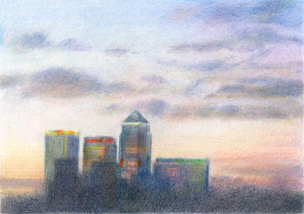 Canary Wharf Sky 7.55am, 2 January 2007
