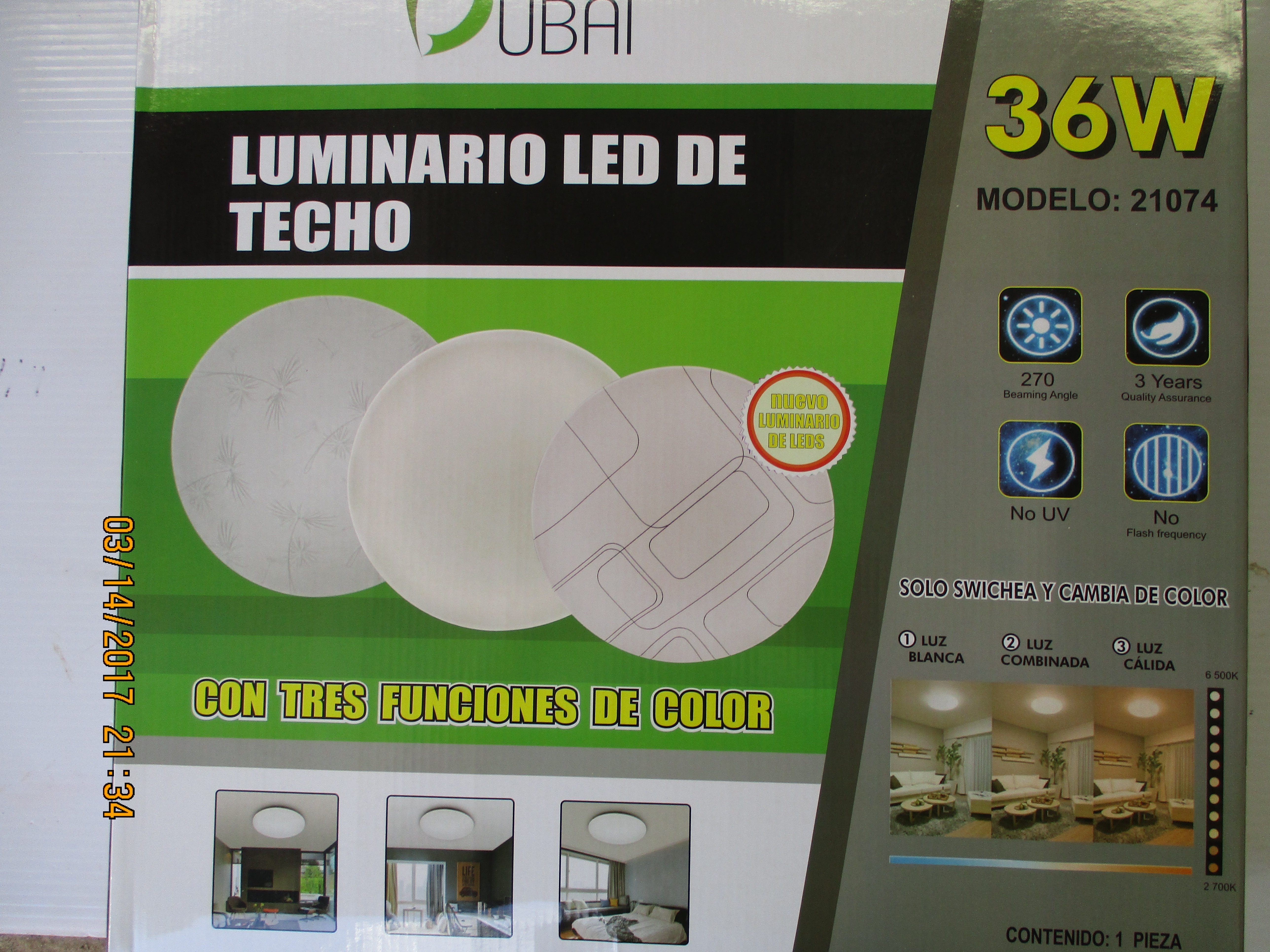 LUMINARIO DE LED PARA TECHO DE 36W
MARCA: DUBAI
CÓDIGO: 21074