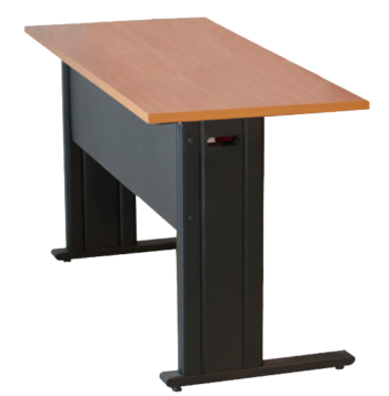 ESCRITORIO EURO
Estructura metálica color negro.
Pintura a base de resina.
Cubierta en melamina. 
Mide: 120x60cm.