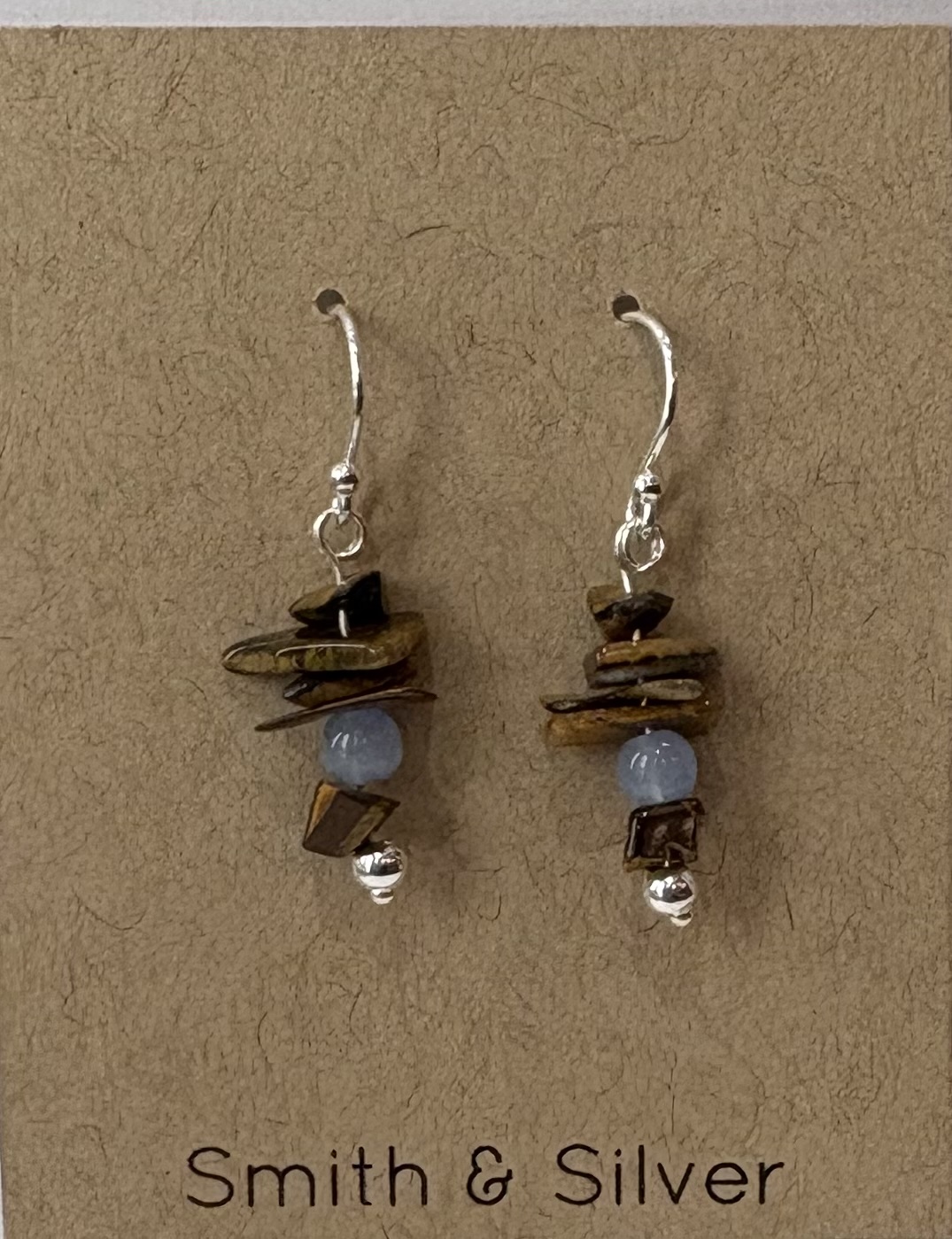 tiger eye, aquamarine, & sterling silver
