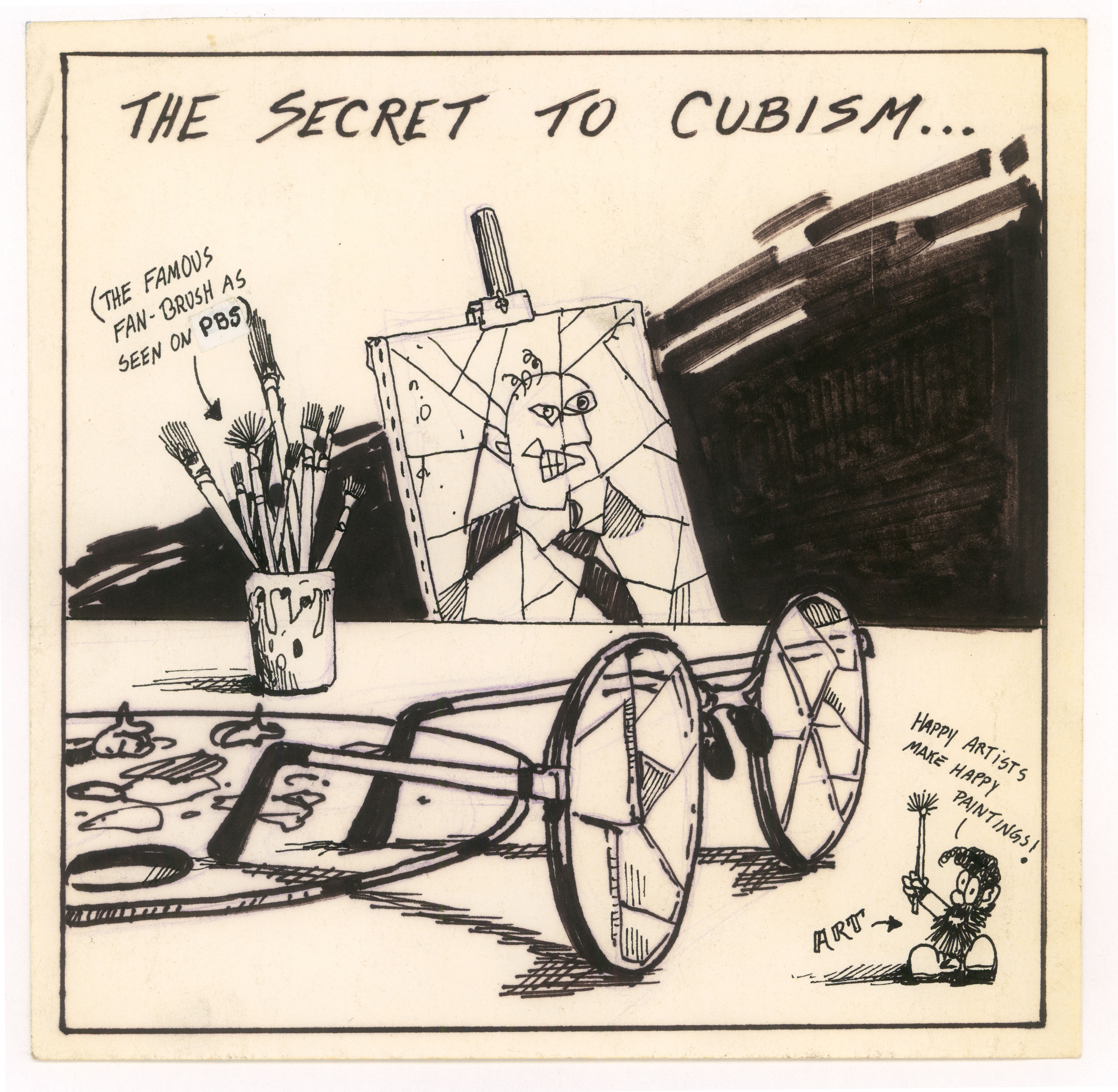 Art's Education
The Secret to Cubism
$200 ink on paper
1991