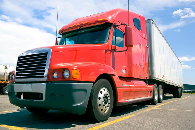 Semi truck on the freeway