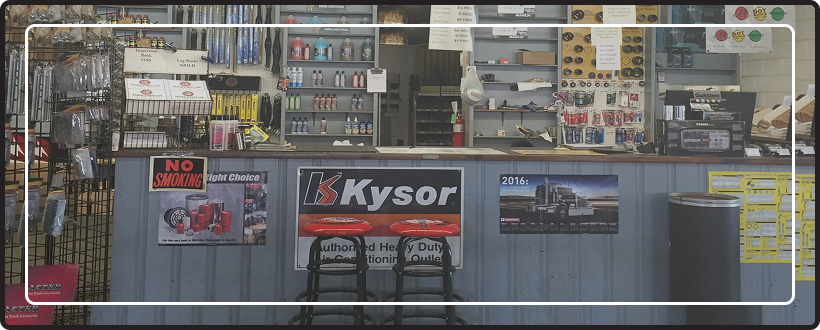 Front counter inside Truck Parts and Service Company’s store.
