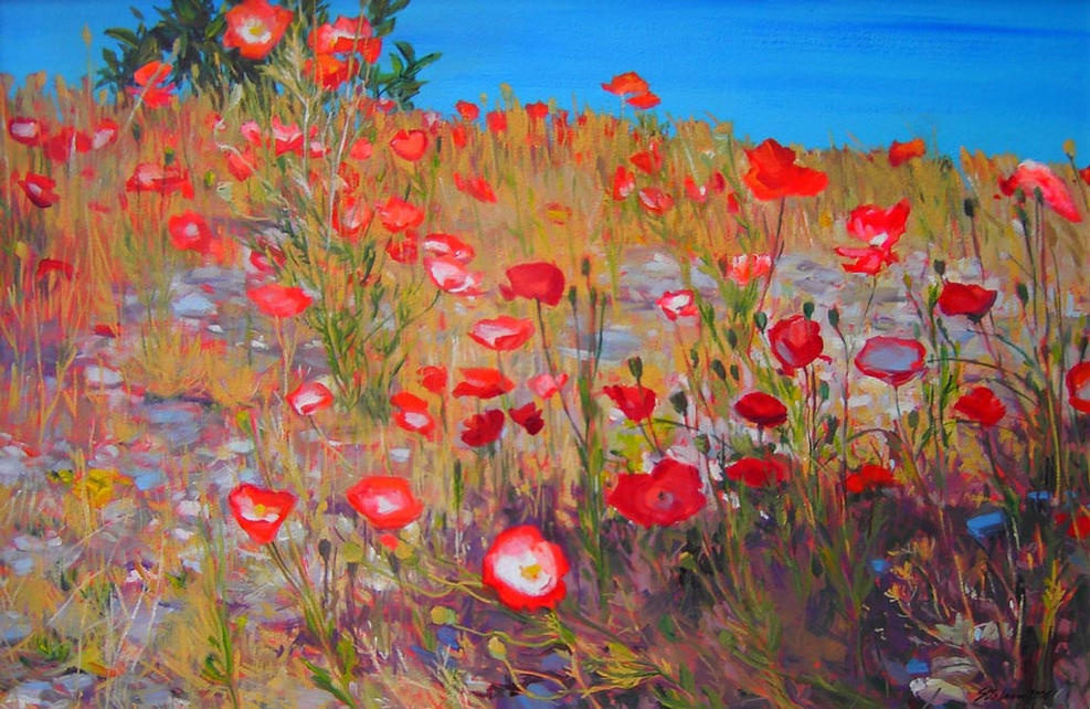 Sandspit Poppies 24x36 $1,200 sold