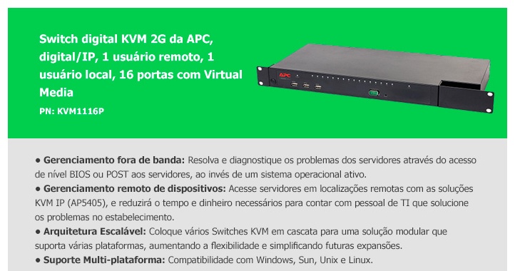 Switch KVM 2G APC pn KVM1116P