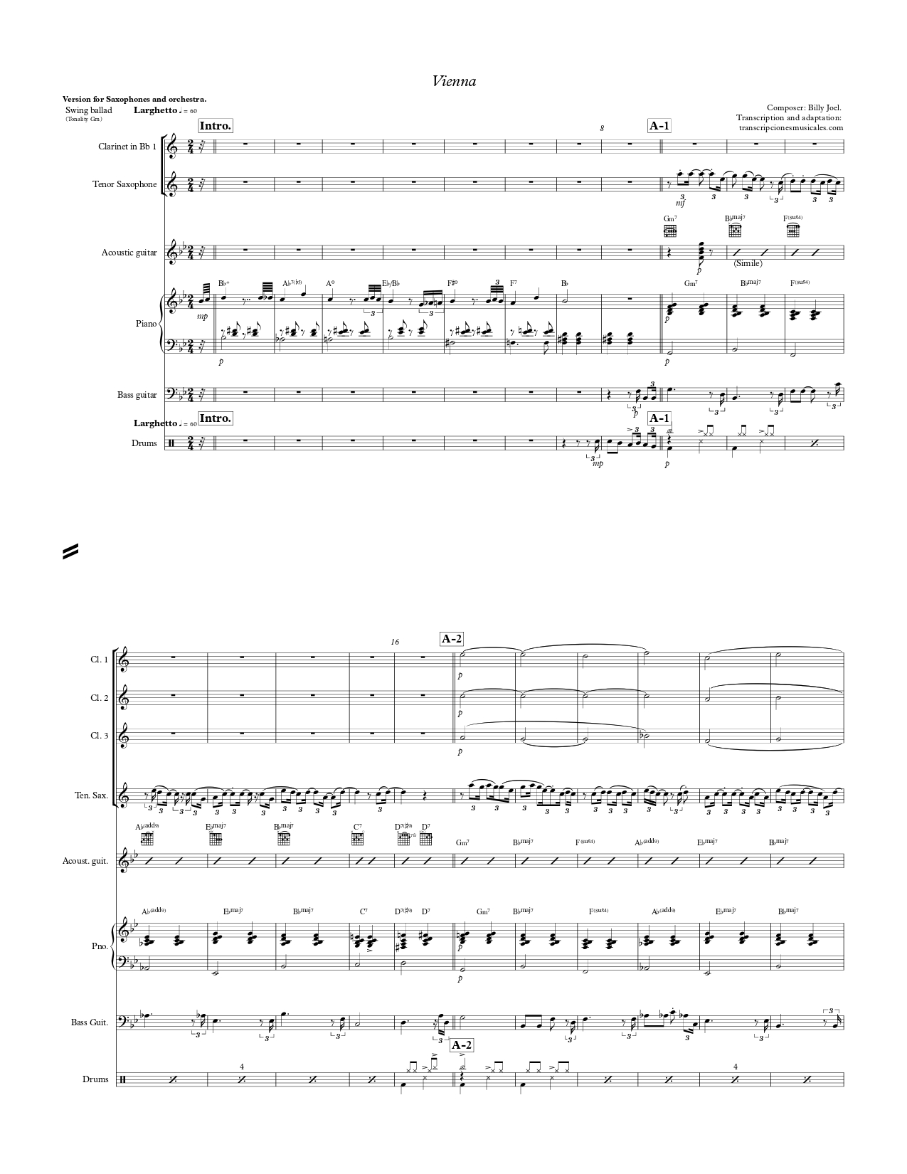 Vienna - sheet music page 1