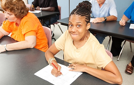 Young Disabled Woman in College