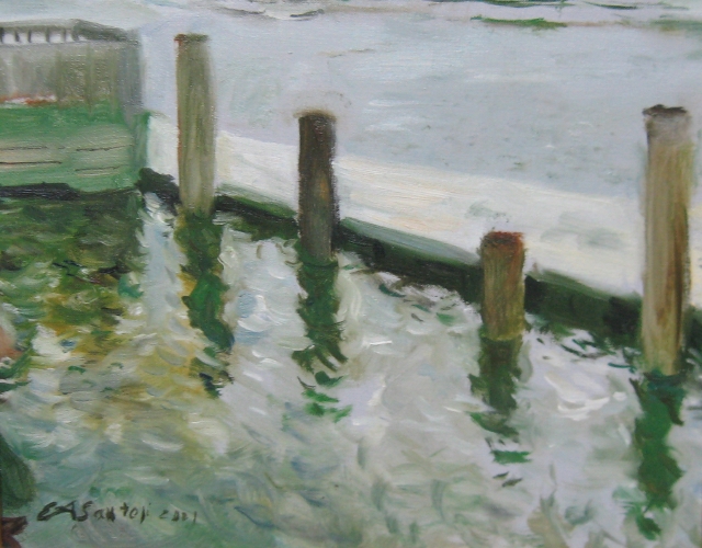Santoli, Surf City Pier, 8x10 Oil