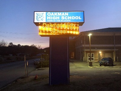 Oakman, AL – Single-color text (amber)